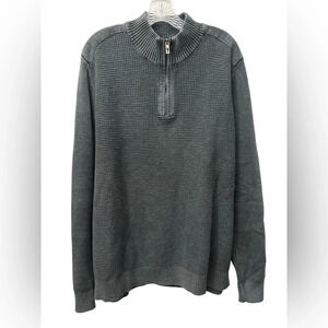 Tommy Bahama Tidemark Half-Zip Sweater Waffle Knit Quarter Zip Size XL Gray